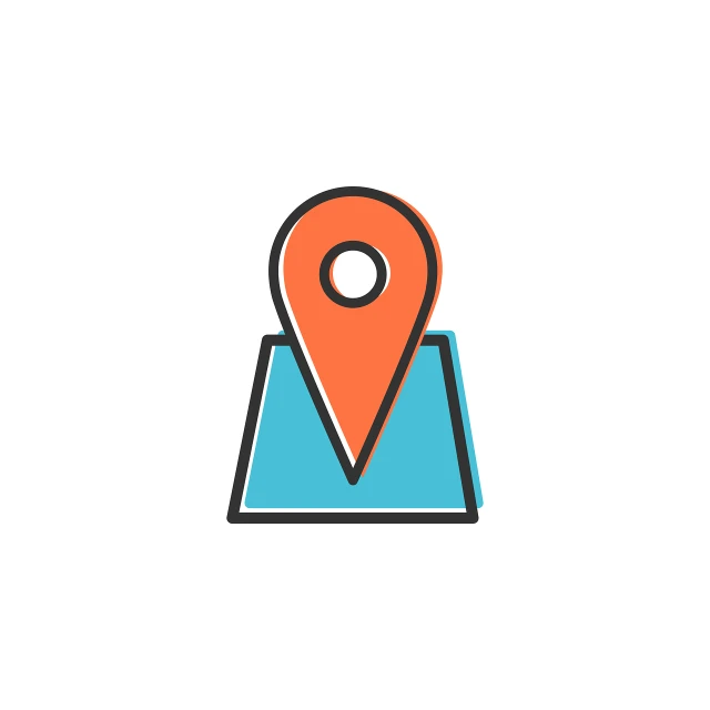a close up of a map marker on a white background, by Josh Bayer, trending on logostation, flat color, linear illustration, listing image