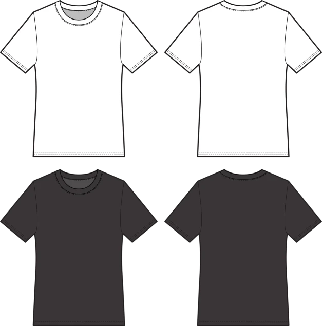 a white t - shirt and a black t - shirt, vector art, deviantart, four, background ( dark _ smokiness ), dark linework, information