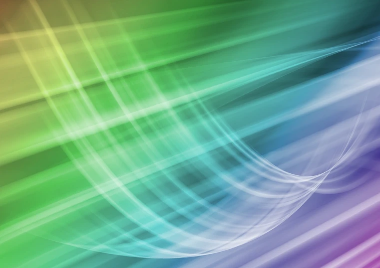 a close up of a rainbow colored background, light and space, fractal waves, gradient white blue green, soft lines, green and purple