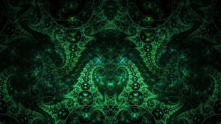 a computer generated image of a green and black background, digital art, inspired by lovecraft, deviantart, paisley wallpaper, fractal cyborg ninja background, cthulu, wallpaper mobile