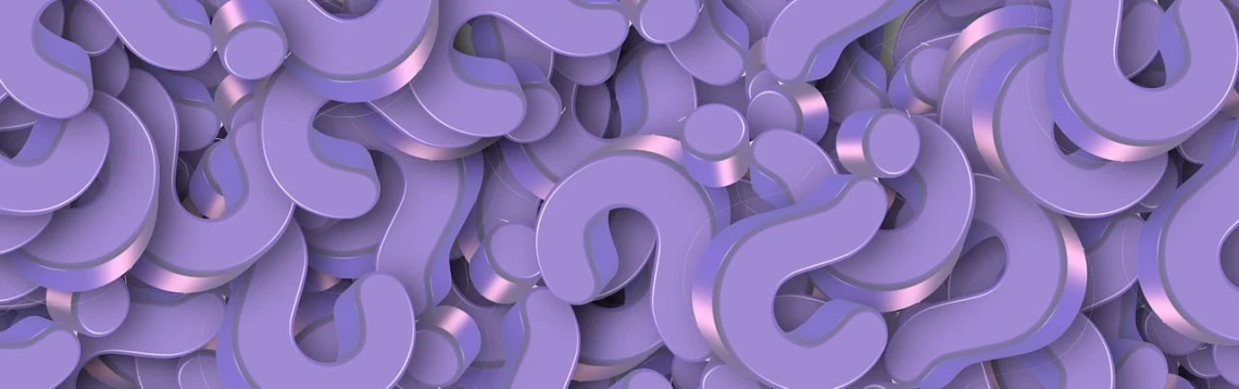a bunch of purple letters sitting next to each other, trending on zbrush central, generative art, question marks, smooth organic pattern, soft organic abstraction, metallic