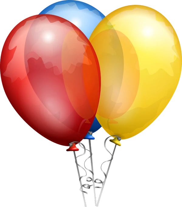 a bunch of balloons sitting on top of each other, a digital rendering, by David Garner, pixabay, yellows and reddish black, at a birthday party, avatar image, red blue and gold color scheme