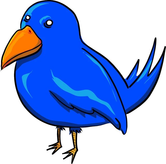 a blue bird with a yellow beak, an illustration of, trending on reddit, mingei, cartoon style illustration, computer generated, cobalt blue, clip-art