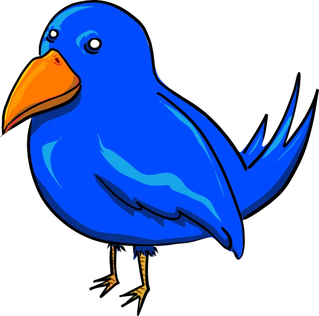 a blue bird with a yellow beak, an illustration of, trending on reddit, mingei, cartoon style illustration, computer generated, cobalt blue, clip-art