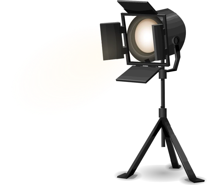 a close up of a light on a tripod, digital art, clipart, theatre equipment, melanchonic soft light, no gradients