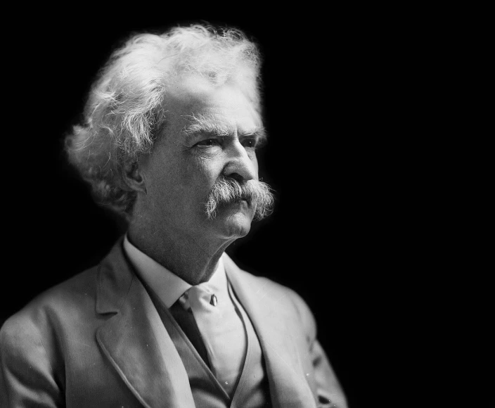 a black and white photo of a man with a mustache, a colorized photo, unsplash, mark twain as huckleberry finn, proud looking away, frank lloyd wright, karl marx