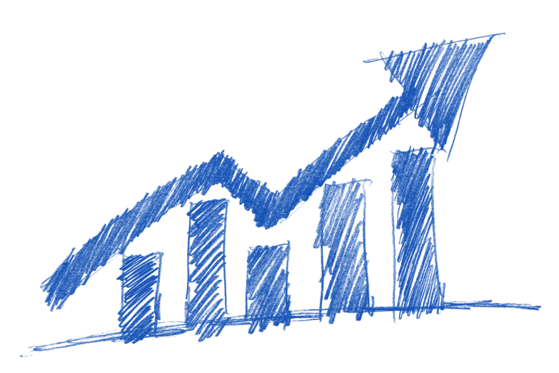 a blue drawing of a bar chart on a black background, trending on pixabay, success, head and shoulders, up close image, bustling