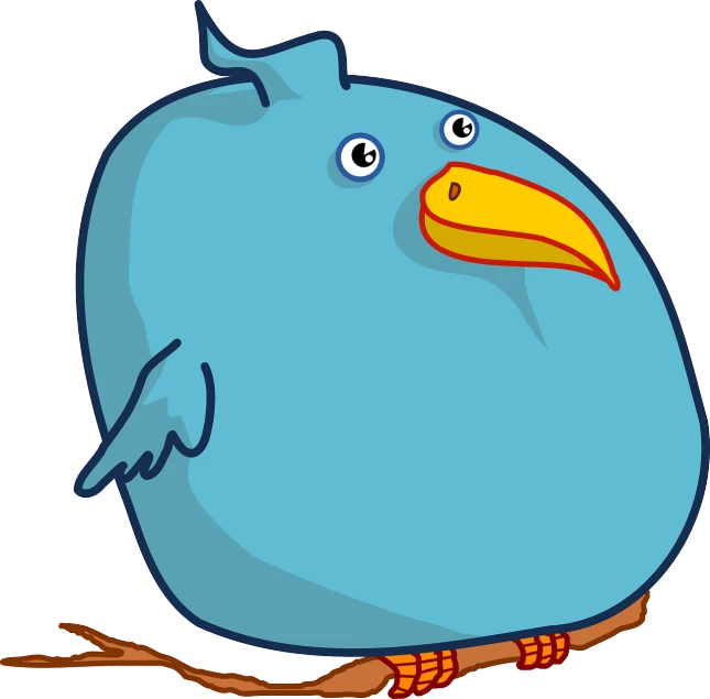 a cartoon blue bird sitting on a branch, inspired by Charles Bird King, big stomach, complete body view, morbidly obese, amazonian