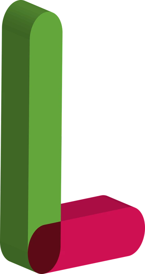 a green and red object on a black background, a raytraced image, inspired by Josef Albers, tall columns, pink white and green, animatic, 3rd person view