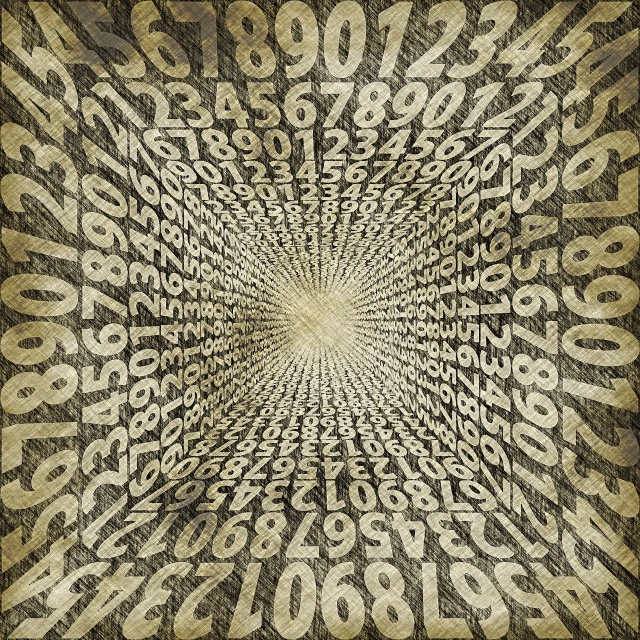an abstract image of numbers arranged in a square, by Kurt Roesch, digital art, 1 7 8 0, time vortex in the background, tan, vault