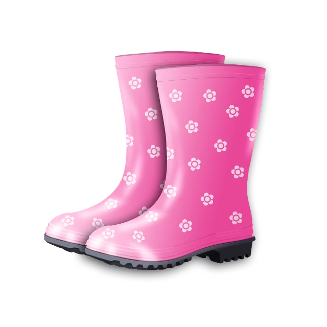 a pair of pink rain boots with flowers on them, a digital rendering, on a flat color black background, portlet photo, vectorised, modern very sharp photo