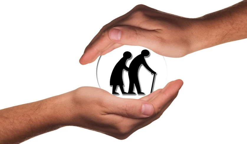 a person holding a glass ball with a silhouette of a man and a woman, by Mirko Rački, trending on pixabay, elderly woman, holding each other hands, holding a shield, an oldman