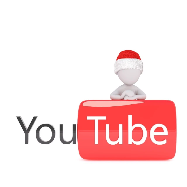 a person in a santa hat sitting on top of a youtube sign, inspired by Ernest William Christmas, shutterstock, video art, isolated on white background, clay animation, tubes, so cute