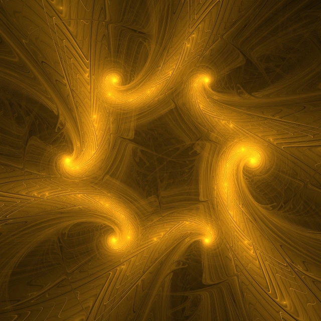 a computer generated image of a yellow star, digital art, inspired by Lorentz Frölich, golden snakes, luminous scene, symmetrical epic fantasy art, swirling scene