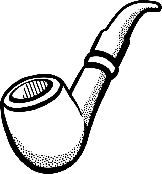 a black and white picture of a pipe, inspired by László Mednyánszky, digital art, clipart, clubs, pot-bellied, with a long white