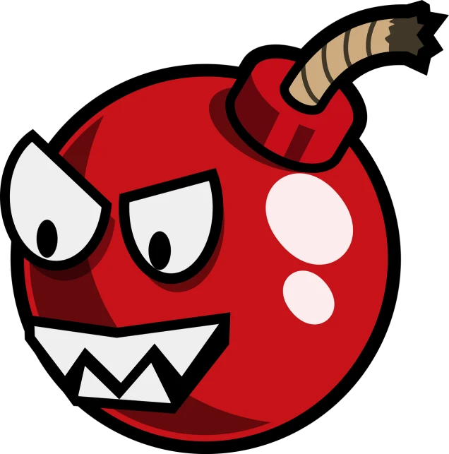 a red bomb with a worm sticking out of it's mouth, vector art, digital art, mario, grenade, true evil, there is one cherry