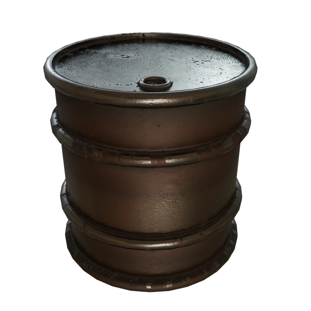 a close up of a metal barrel on a black background, a raytraced image, polycount, conceptual art, 8k octae render photo, sake, clay render, high detail product photo