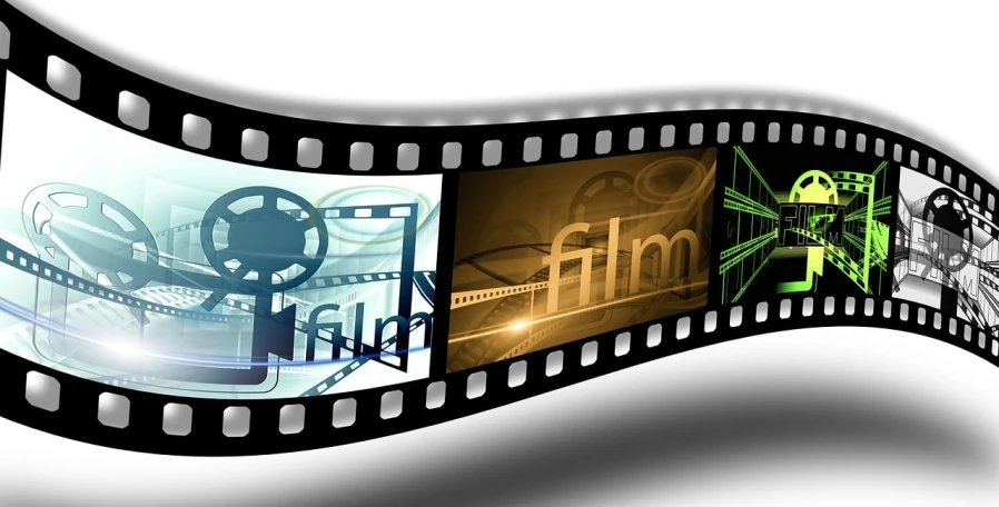 a close up of a film strip on a white background, a picture, by Douglas Shuler, pixabay, video art, with subtitles, movie lights, 3 d nft, hollywood promotional image