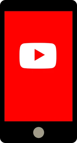 a cell phone with a play button on the screen, a picture, shutterstock, video art, dominating red color, youtube logo, svg vector art, 4k vertical wallpaper
