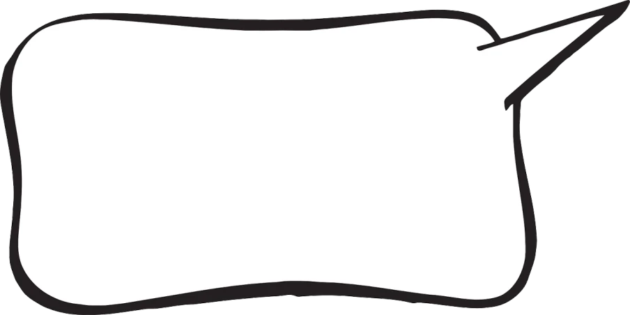 a black and white picture of a speech bubble, a cartoon, whitespace border, long view, png, tail slightly wavy