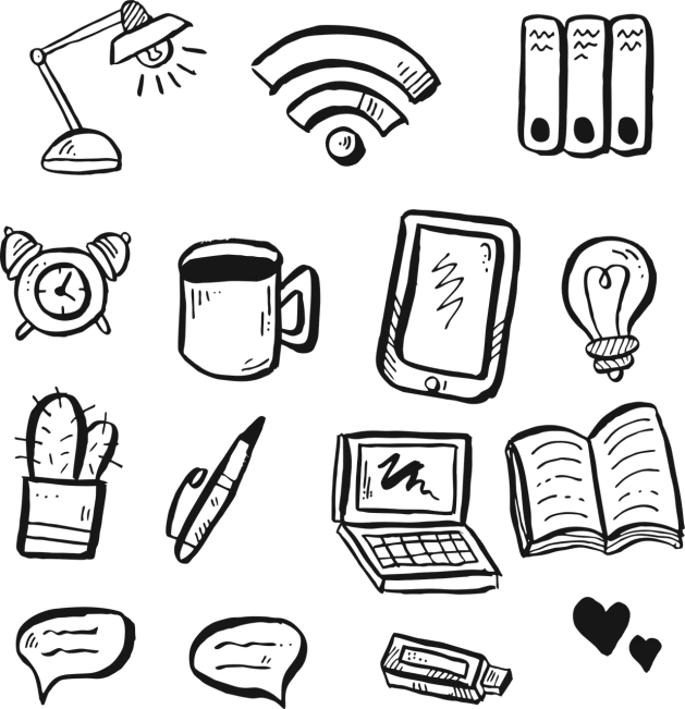 a bunch of icons drawn on a blackboard, lineart, amoled wallpaper, pc wallpaper, office background, 2 0 5 6 x 2 0 5 6