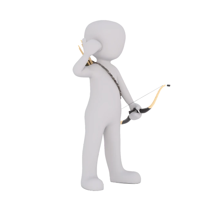 a person talking on a cell phone while holding a bow and arrow, a raytraced image, trending on pixabay, 3 d character concept, upper body avatar, contemplating, stock photo