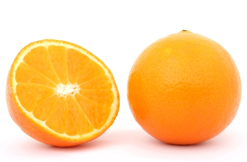 two oranges cut in half on a white surface, a picture, half image, hd image, different sizes, orange lamp