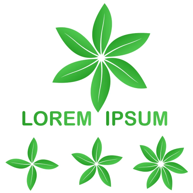 a set of four green leaves on a white background, inspired by Josef Šíma, purism, clematis theme logo, lorem ipsum dolor sit amet, hemp, version 3