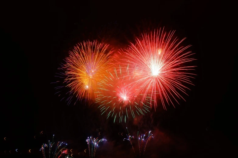 a bunch of fireworks that are in the sky, hurufiyya, istockphoto, reds, 4k photo”, usa-sep 20