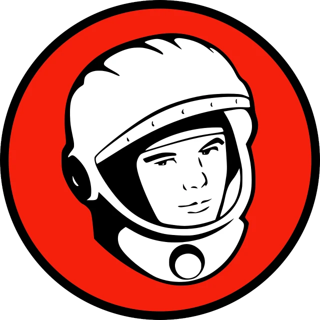 a close up of a person wearing a helmet, vector art, inspired by Veikko Törmänen, pop art, vintage space station logo, round circle face, 1960s illustration, mascot illustration