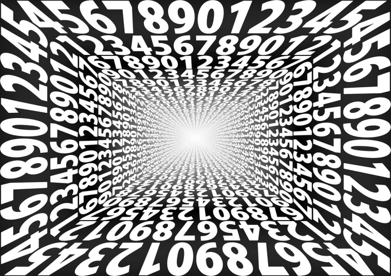 a spiral of numbers on a black background, optical illusion, gateway to another dimension, background is white, equirectangular, bright sunlight