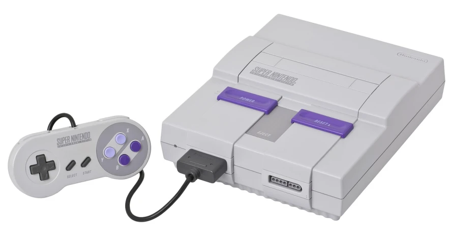 a couple of video game controllers sitting next to each other, bauhaus, super nintendo cartridge, subtle purple accents, hero shot, half image