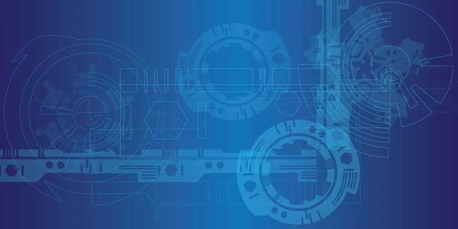 a group of gears on a blue background, pixabay, digital art, blueprint of a spaceship, background bar, created in adobe illustrator, tech pattern