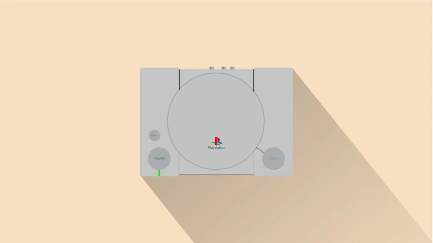 a video game console sitting on top of a table, vector art, by Andrei Kolkoutine, featured on polycount, playstation 1 era, flat design, micro machines, minimalist wallpaper