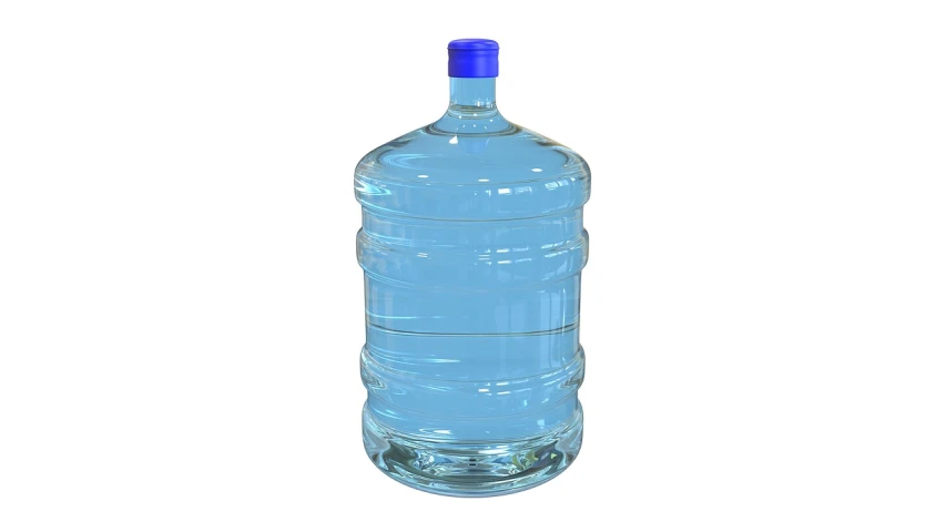 a large bottle of water on a white surface, a digital rendering, pixabay, the photo shows a large, 4l, round, stacked image
