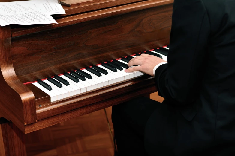 a close up of a person playing a piano, by Robert Medley, shutterstock, fine art, digitally remastered, gentleman, in detail, christoph wohlgemuth