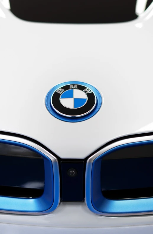 a close up of a bmw logo on a car, by Anton Räderscheidt, unsplash, renaissance, white and blue color scheme, vertical wallpaper, rendered in keyshot, white backround