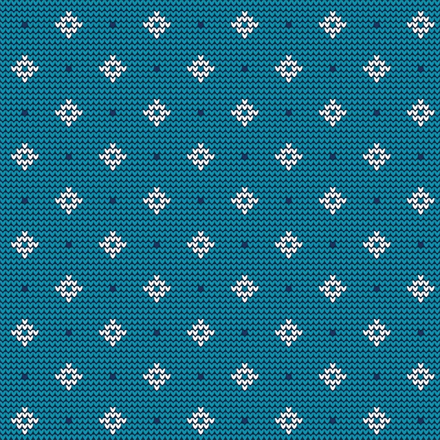 a blue and white knitted background with snowflakes, inspired by Lubin Baugin, pixel art, green and pink fabric, dark teal, ecru cloth, blue sweater