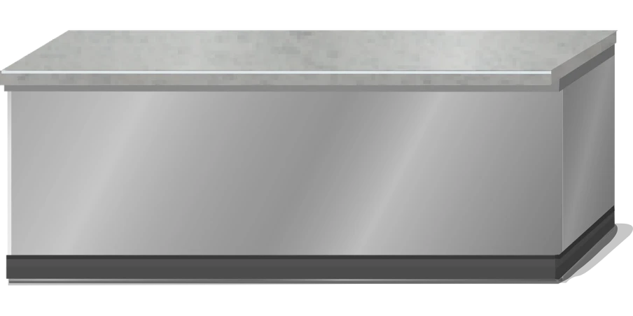 a stainless steel box on a black background, by Konrad Krzyżanowski, deviantart, minimalism, style of mirror\'s edge, banner, shelf, on clear background