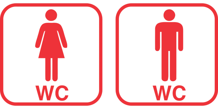 a couple of red signs on a black background, thicc, no women, added detail, toilet
