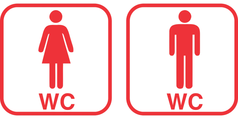 a couple of red signs on a black background, thicc, no women, added detail, toilet