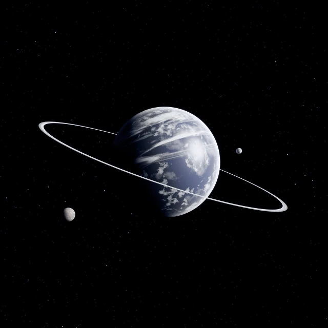 a couple of planets that are in the sky, an illustration of, space art, nasa photo, ( ( ( ( 3 d render ) ) ) ), planet with rings, 3 moons