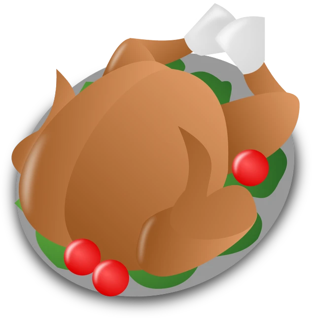 a plate of food with a turkey on it, an illustration of, pixabay, 3-dimensional, brown body, viewed from bird's-eye, oven