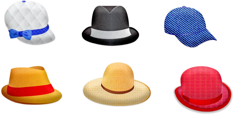 a group of hats sitting on top of each other, digital art, inspired by René Magritte, spritesheet, daft punk, style of rafael pavarotti, cuba