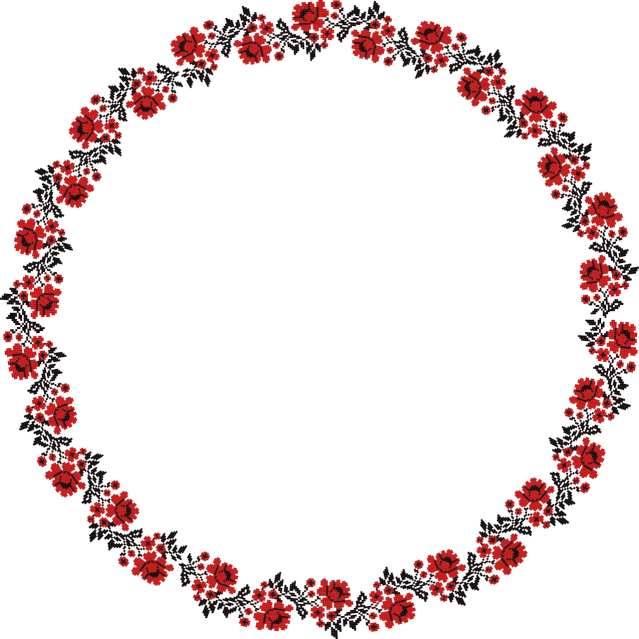 a circle of red flowers on a black background, a digital rendering, adinkra symbols, elmo, sprite 2 d, flower frame