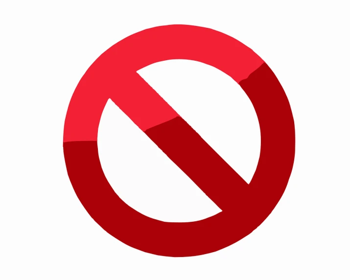 a red no entry sign on a white background, by Andrei Kolkoutine, rounded logo, no logo!!!, clean thick line, istock