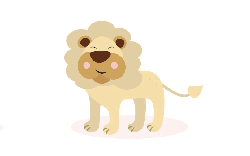 a couple of lions standing next to each other, an illustration of, inspired by Leo Leuppi, shutterstock, beige color scheme, simple and clean illustration, cartoon style illustration, very cute and childlike