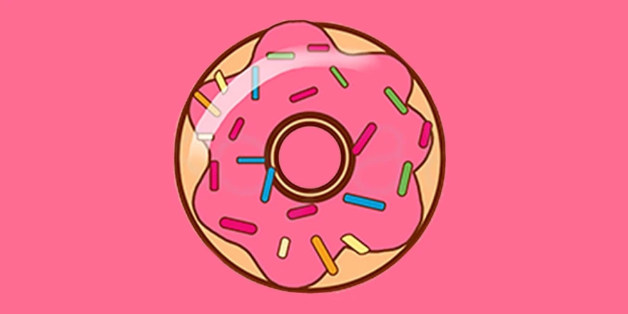 a pink donut with sprinkles on a pink background, vector art, by Nicholas Marsicano, discord profile picture, 😃😀😄☺🙃😉😗, chibi, syrup