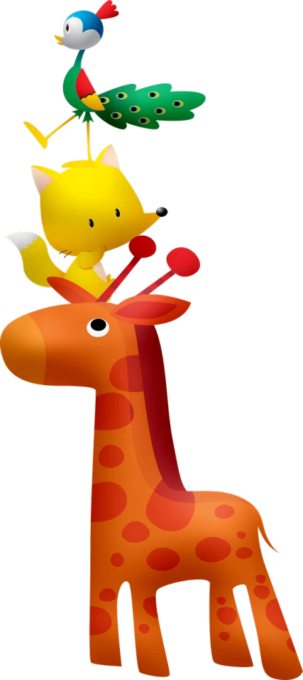 a giraffe standing next to a bird on top of a giraffe, a raytraced image, inspired by Satake Yoshiatsu, pixabay, rubber ducky, mario riding a giraffe, high res photo, !!!! cat!!!!