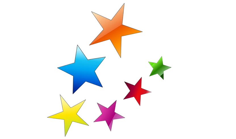 a group of colorful stars on a black background, flickr, digital art, with gradients, game icon asset, by :5 sexy: 7, profile shot